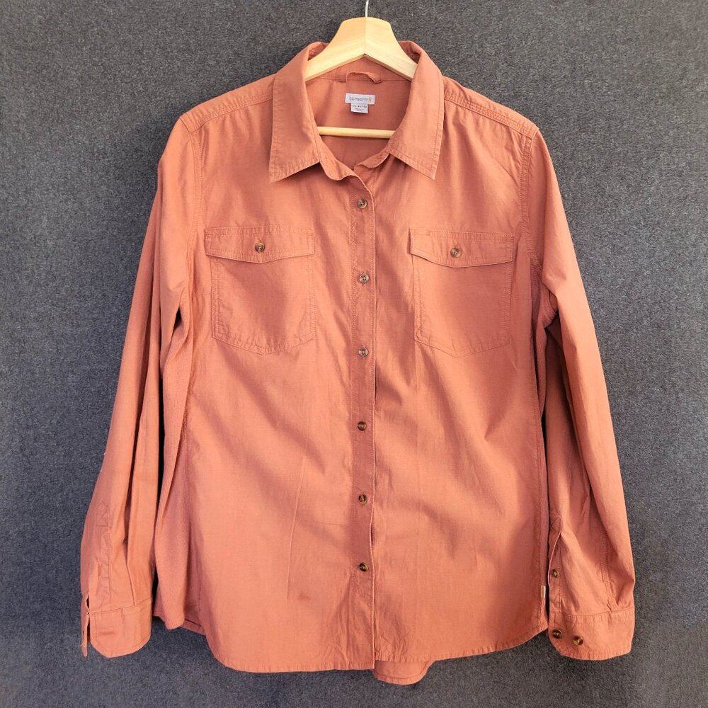 Carhartt Clay Brown Button Down Shirt Women's XL  Cabincore Ranch Farm Camping